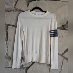 Thom Browne Wool Crew Sweater In Cream